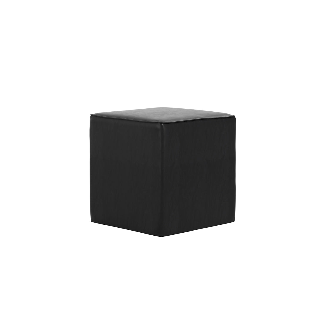 Bronx Black Faux Leather Cube Side Table